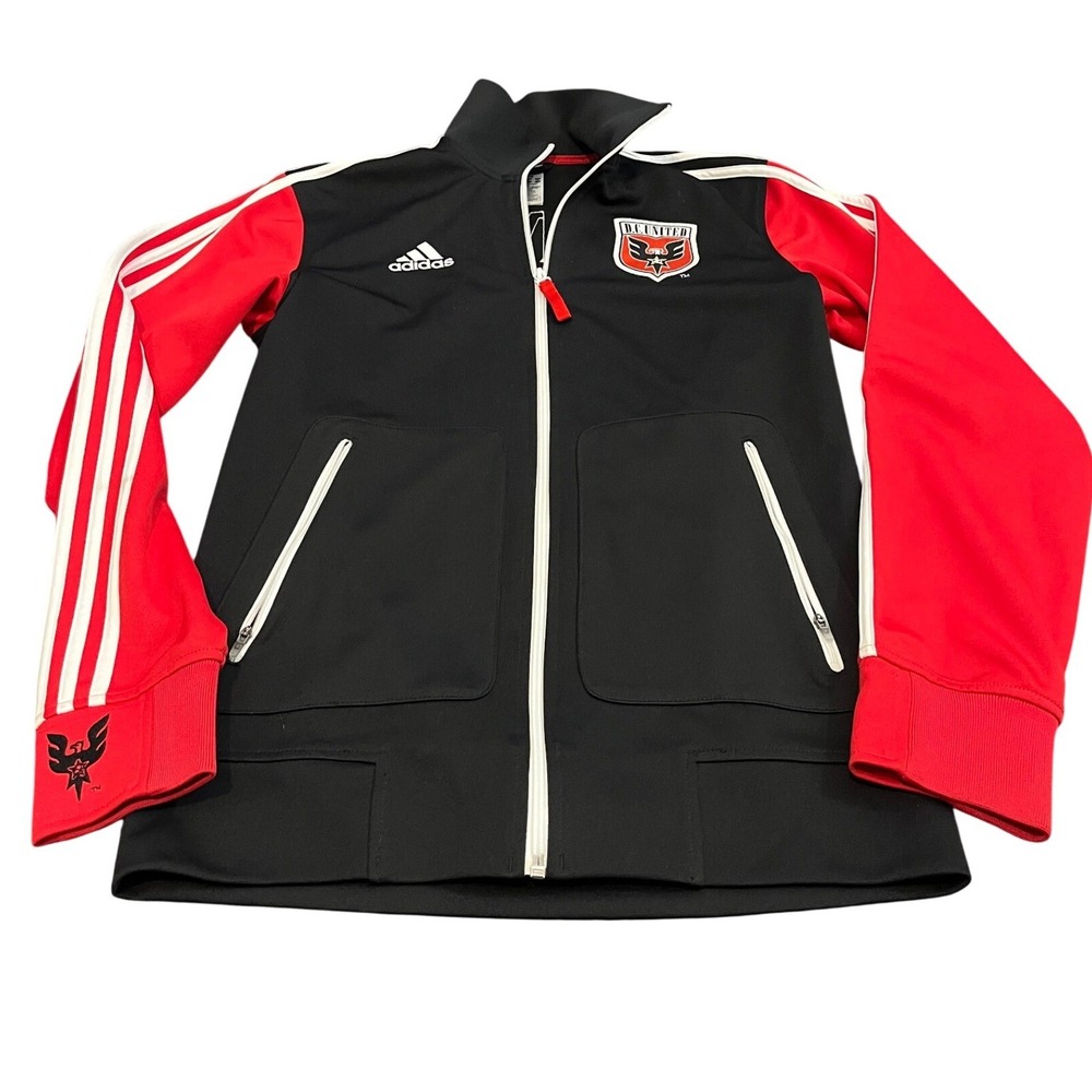 Adidas DC United Track Jacket Mens S Black Red Full Zip MLS Soccer Sportswear